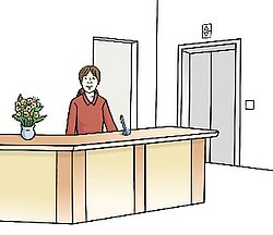 Ein Mitarbeiter der Patienten-Verwaltung