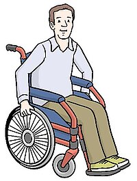 Ein Mann in einem Rollstuhl
