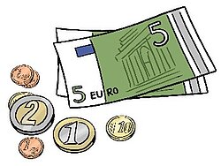 Geld-Scheine und Münzen