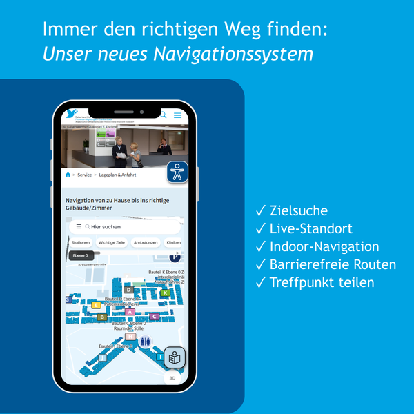 Screenshot des neuen Navigationssystems auf einem mobilen Gerät.