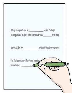 Eine Hand füllt ein Formular aus