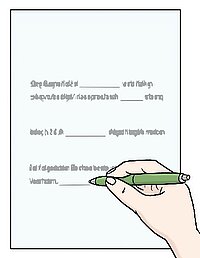 Eine Hand füllt ein Formular aus