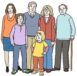 Eine Gruppe mit Kindern und Erwachsenen