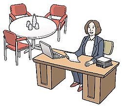 Ein Mensch arbeitet im Büro