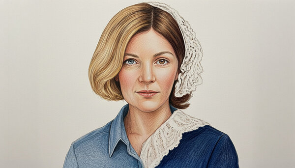 KI generierte Buntstiftzeichnung Florence Nightingale und Nicola Thomas