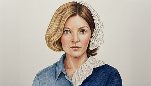 KI generierte Buntstiftzeichnung Florence Nightingale und Nicola Thomas