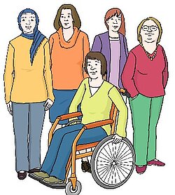 Eine Gruppe mit verschiedenen Frauen