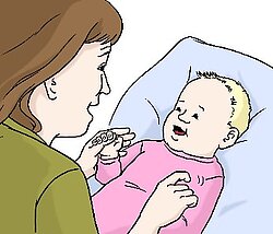 Eine Mutter mit ihrem Baby