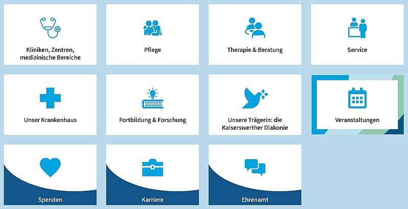 Die Liste mit den Themen und Infos vom Krankenhaus