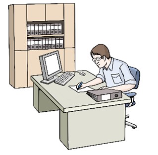 Ein Mensch arbeitet im Büro
